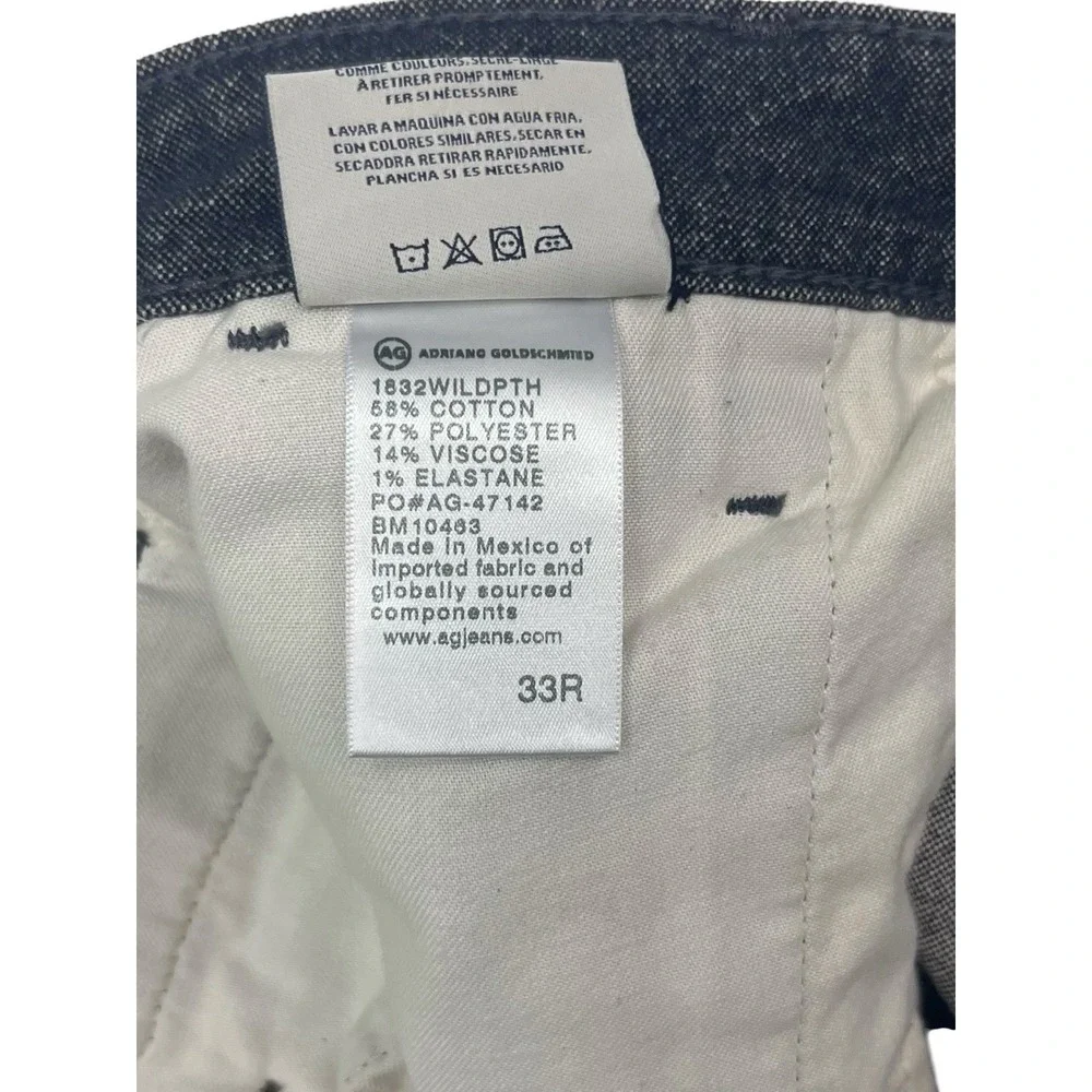 AG Adriano Goldschmied‎ 33x34 Black Heather Marshall Slim Chino Pants Stretch